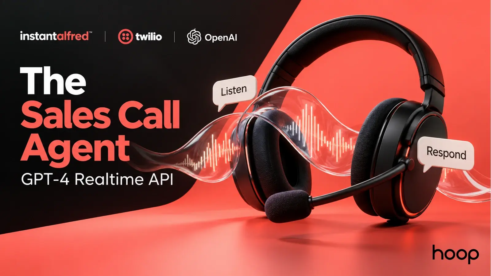 AI Sales Call Agent product banner: voice lead qualification dashboard with live call queue, lead qualification score, an active call screen and a WhatsApp quote handoff