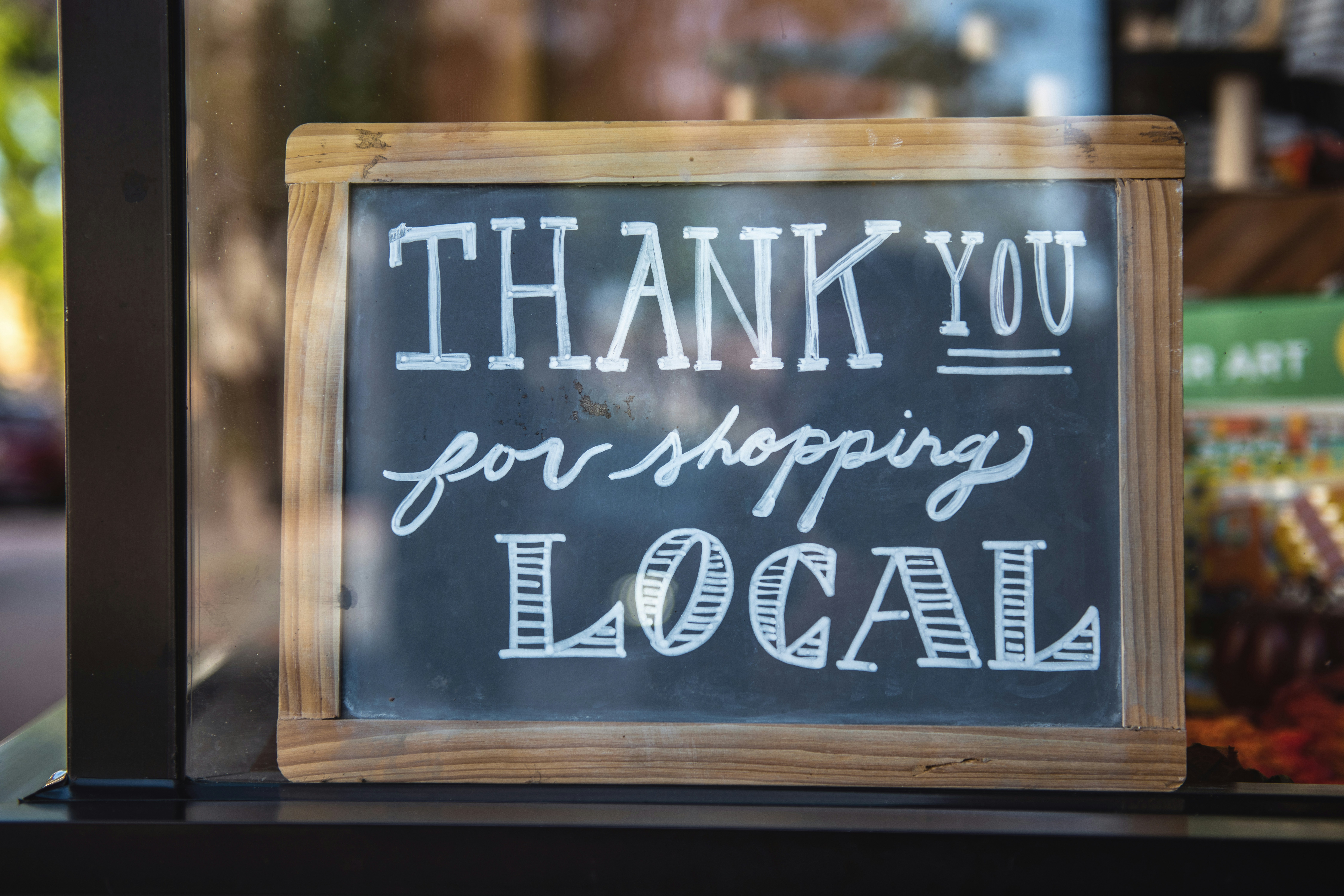 Local storefront with customers