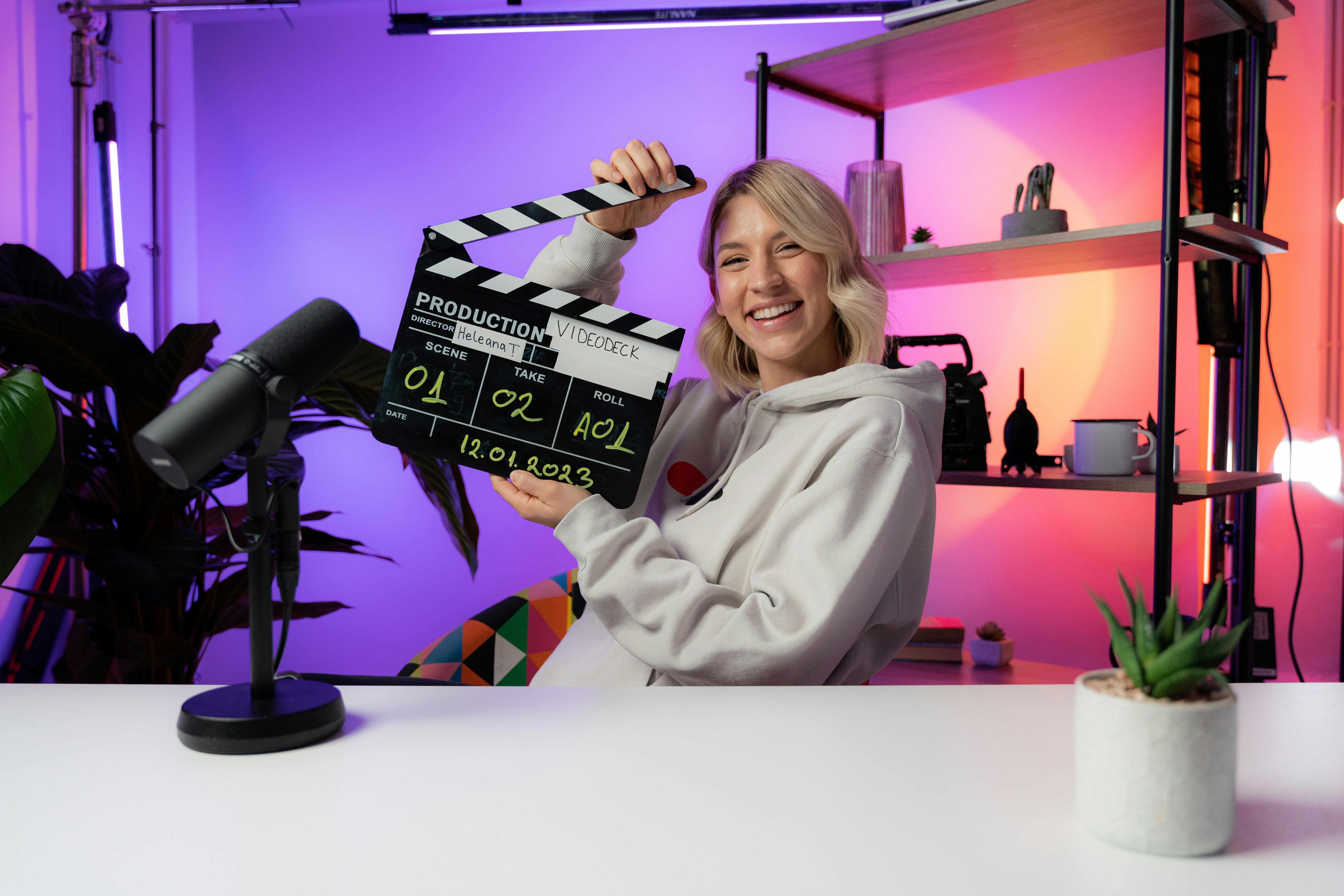 Creator shooting vertical video with a smartphone gimbal