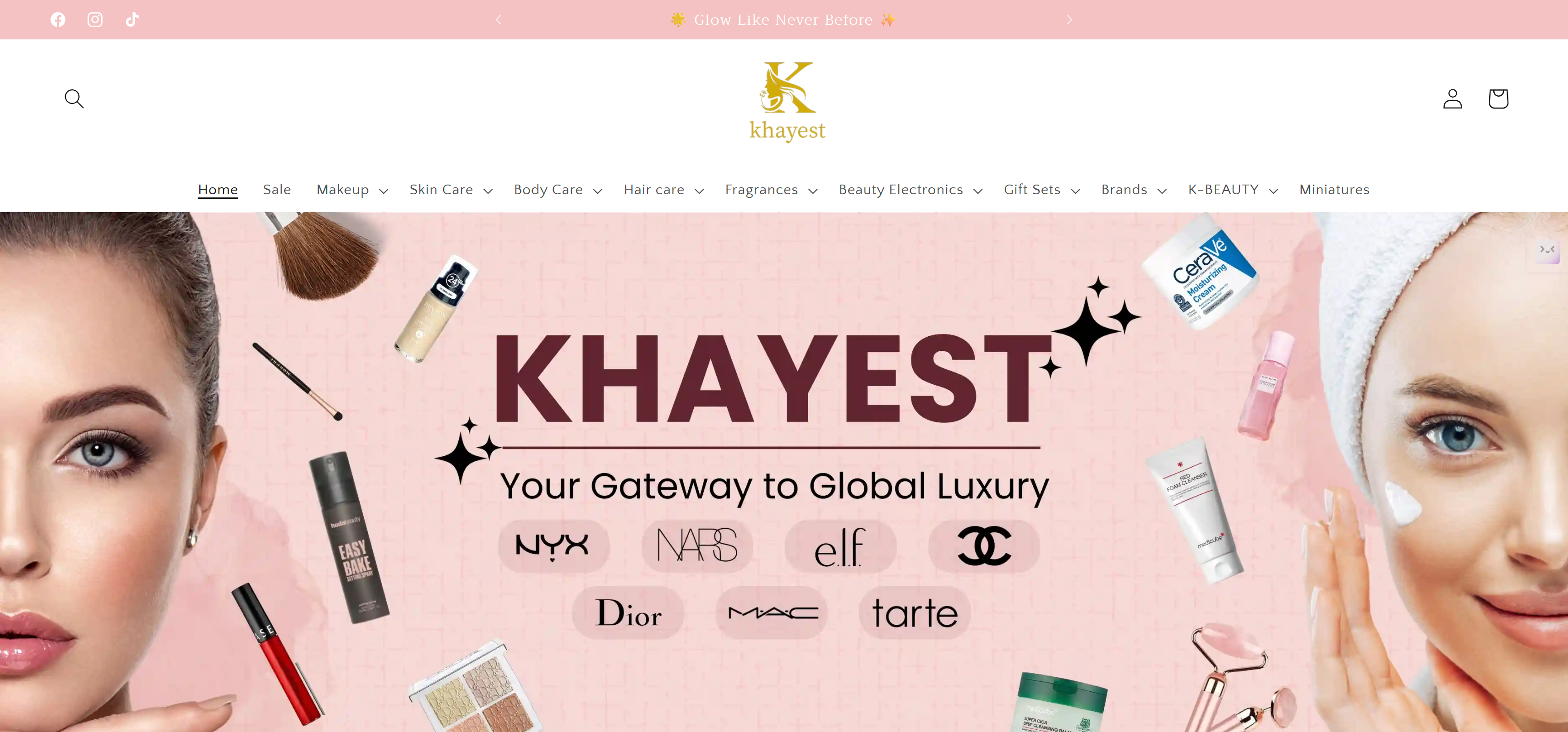 Khayest homepage before and after transformation
