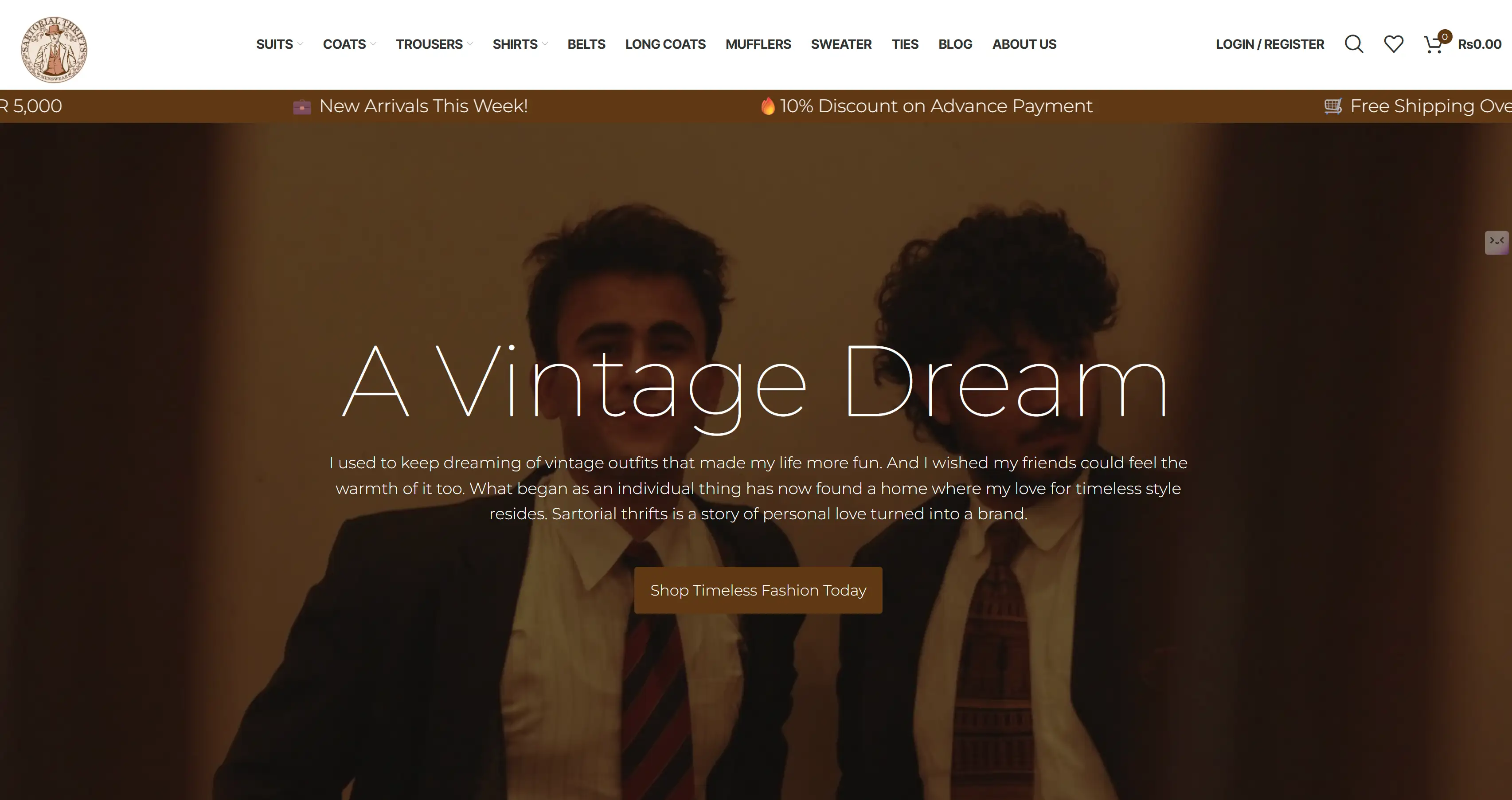 Sartorial Thrifts brand identity and website transformation